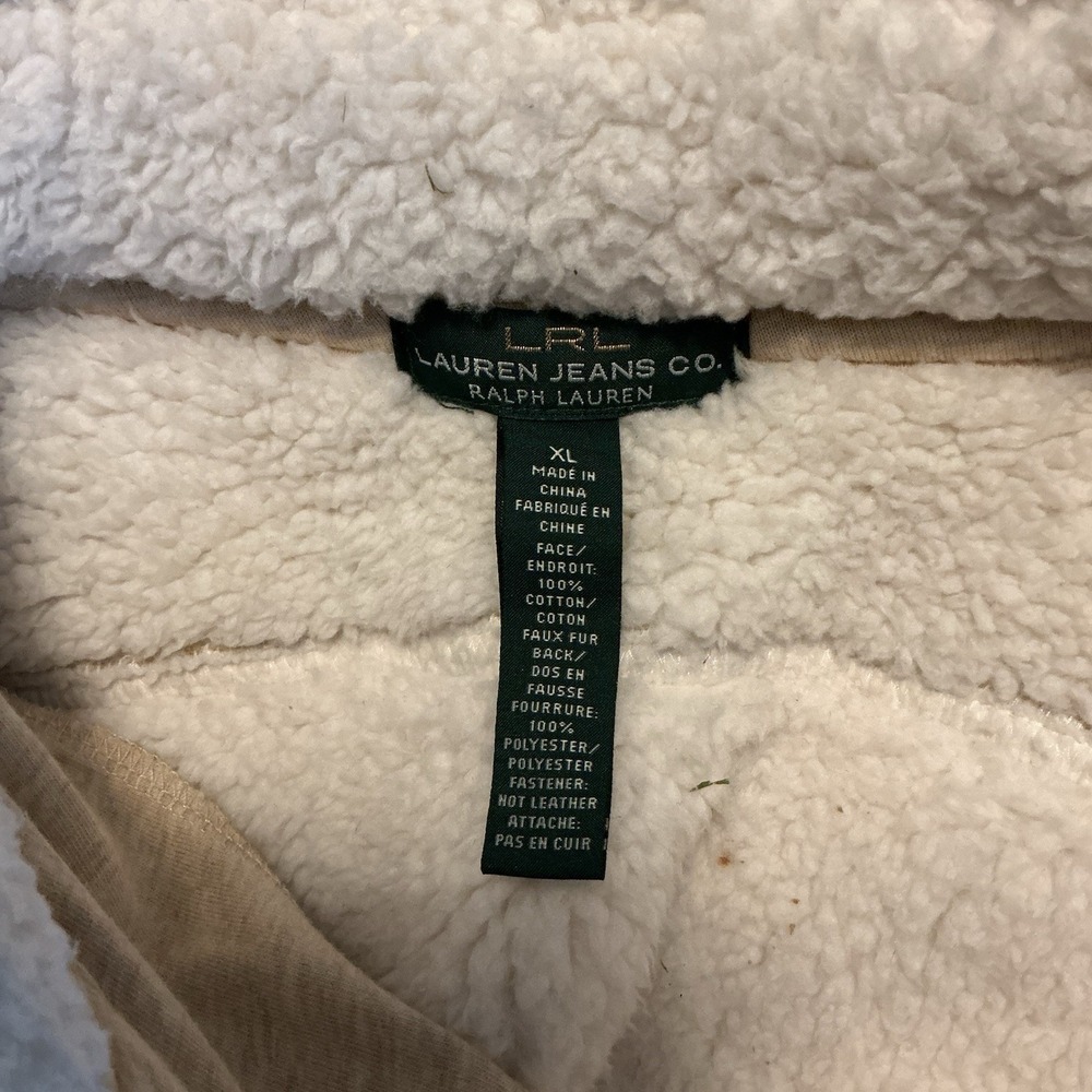 LAUREN RALPH LAUREN‎ Beige Knit Faux Shearling Toggle Jacket XL Gorpcore Minimal - Picture 4 of 6